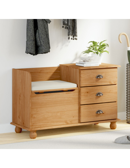 Panchina di Stoccaggio  "ASKIM" Marrone 100x39x62 cm Legno Massello Pino