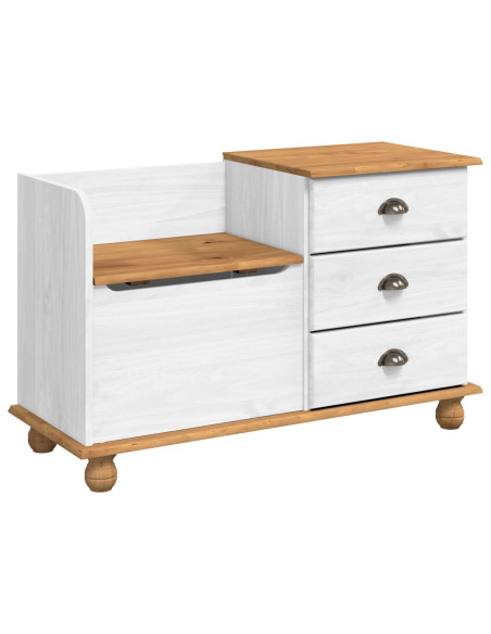 Panchina di Stoccaggio per Ingresso  ASKIM Bianca 100x39x62 cm Legno Massello Pino