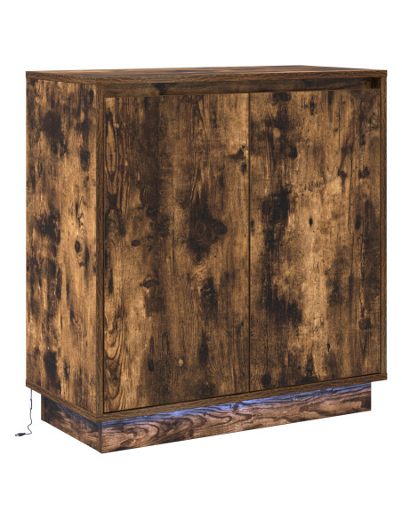 Sideboard  con LED in rovere affumicato 71x34,5x75 cm in legno ingegnerizzato