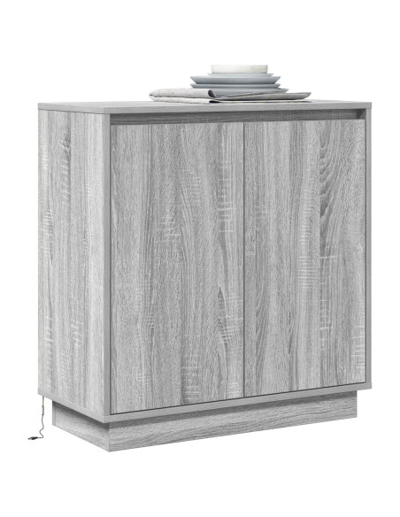 Credenza LED Grigio Sonoma 71x34,5x75 cm in Legno Ingengnerizzato