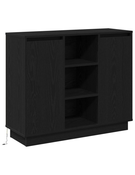 mobile TV  con LED Rovere Nera 90x32x75 cm Legno ingegnerizzato