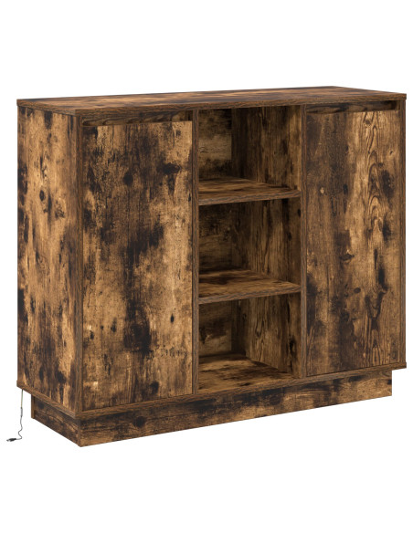 Credenza con LED Rovere Affumicato 90x32x75 cm Legno Compresso