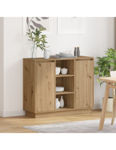 Sideboard  con LED Rovere Artigianale 90x32x75 cm Legno ingegnerizzato