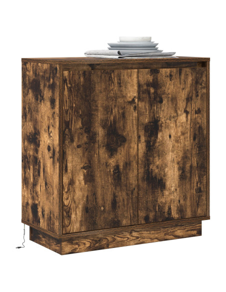 Sideboard  con LED in rovere affumicato 71x34,5x75 cm in legno ingegnerizzato