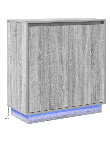 Credenza LED Grigio Sonoma 71x34,5x75 cm in Legno Ingengnerizzato