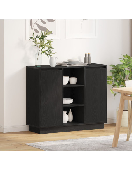 mobile TV  con LED Rovere Nera 90x32x75 cm Legno ingegnerizzato