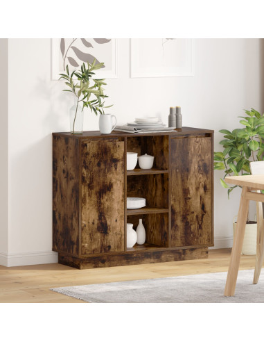 Madia LED Rovere fumé 90 x 32 x 75 cm Legno multistrato