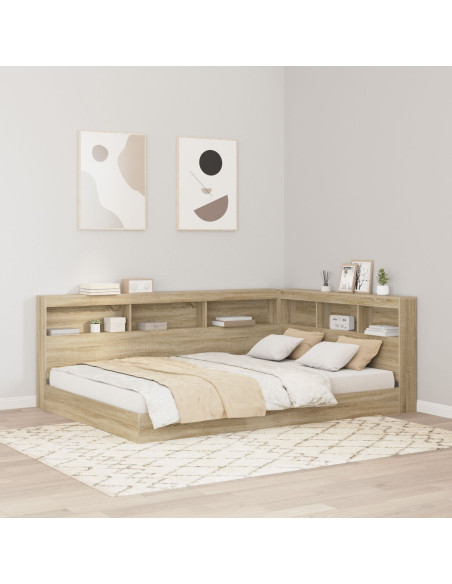 Letto con Libreria Rovere Sonoma 140x200 cm Legno Ingegnerizzato
