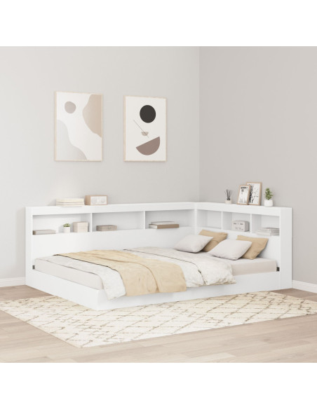 Letto con Libreria Bianco 150x200 cm Legno Ingegnerizzato