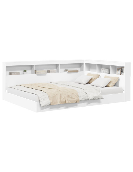 Letto con Libreria Bianco 150x200 cm Legno Ingegnerizzato