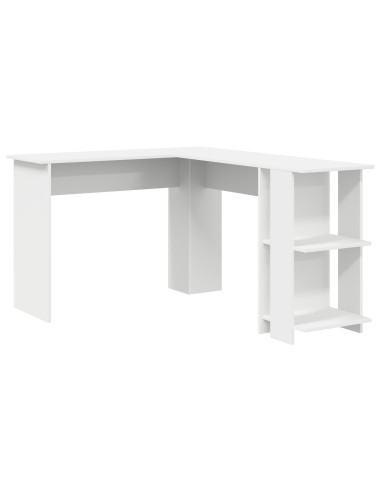 Scrivania ad angolo con lo scaffale Bianco 140 x 113,5 x 75 cm