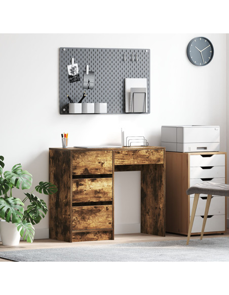Scrivania Marrone  Rovere Affumicato Legno Ingegnerizzato Media