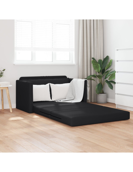 Divano a Terra Letto 2-in-1 Nero 124x71x78 cm Pelle Sintetica