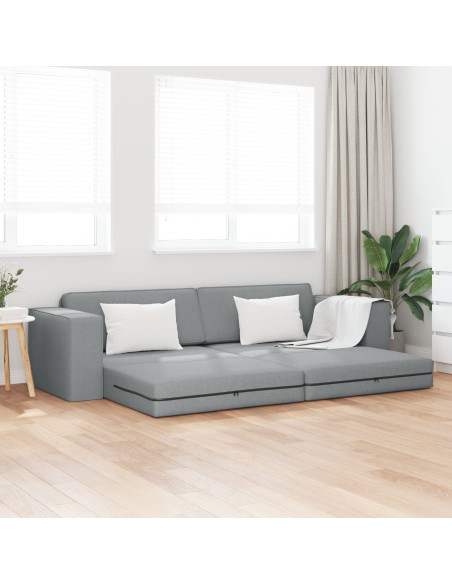 Divano Letto da Pavimento 2-in-1 Grigio Chiaro 245x150x60.5 cm Tessuto