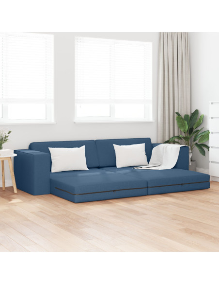 Divano Letto a Terra  2 in 1 Blu 245x150x60.5 cm Tessuto
