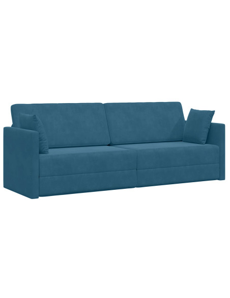 Divano Letto 2-in-1 Blu 213x144x60 cm Velluto