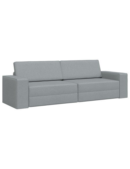 Divano Letto da Pavimento 2-in-1 Grigio Chiaro 245x150x60.5 cm Tessuto