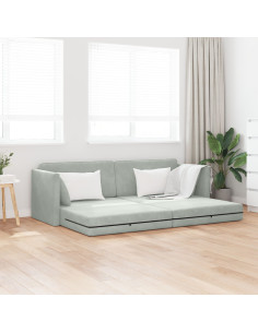Divano-letto da pavimento 200cm Grigio chiaro Velluto