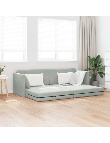 Divano-letto da pavimento 200cm Grigio chiaro Velluto
