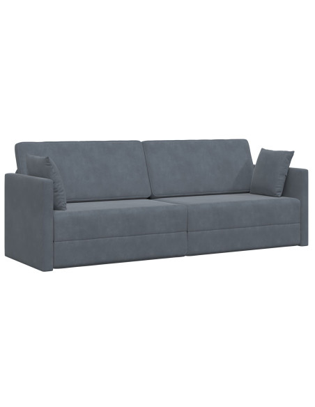 Divano Letto 2-in-1 Grigio Scuro 213x144x60 cm Velluto