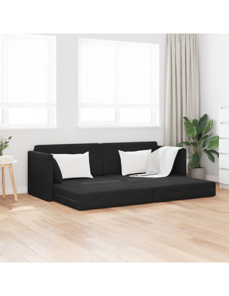 Divano Letto 2-in-1 Nero 213x144x60 cm