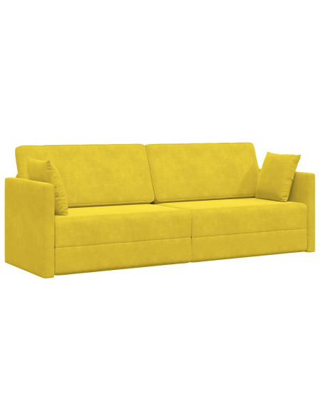 Divano Letto 2-in-1 Giallo 213x144x60 cm in Velluto