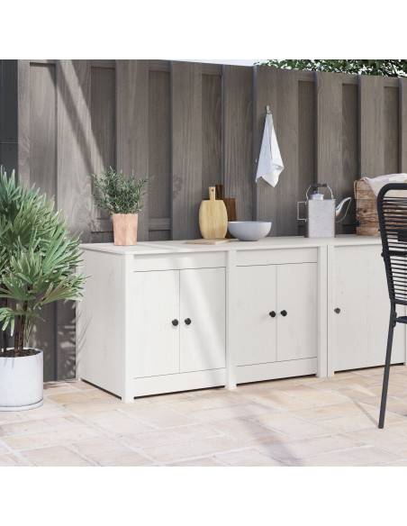 Armadio Cucina Esterno Bianco 106x55x64 cm in Legno Massello di Pino
