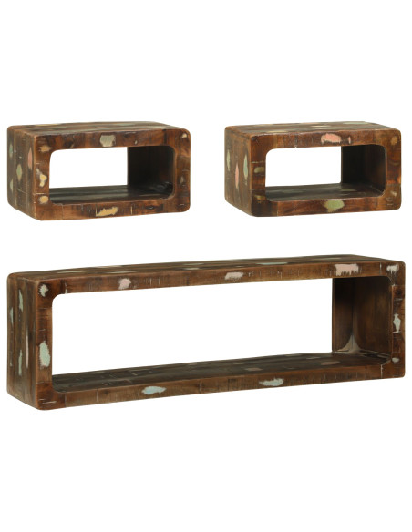 Set di Mobili TV  in 3 Pezzi Multicolore Legno Massello Riciclato