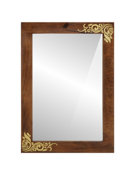 Specchio da bagno  50x70x3 cm in legno massello di mango