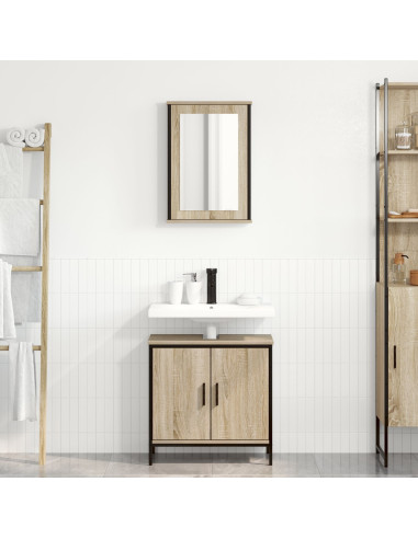 Set di mobili per il bagno 2 pcs Marrone Legno multistrato