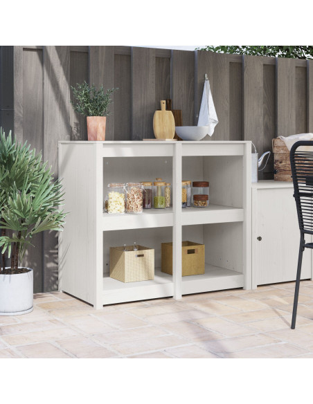 Armadio da Cucina Esterno  Bianco 106x55x92 cm Legno Massello di Pino