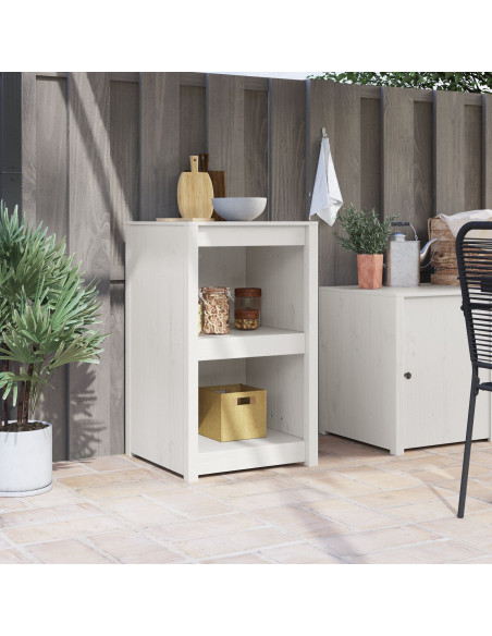 Mobile da cucina all'aperto Bianco 55x55x92 cm Legno massello di pino