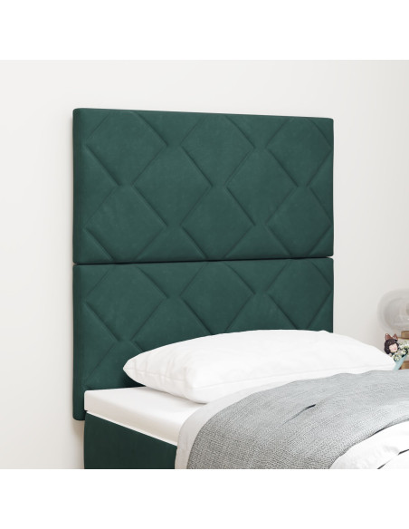Testiera di velluto a blocchi di diamante verde scuro  80 cm, Testiera di velluto a blocchi di diamante verde scuro  160 cm