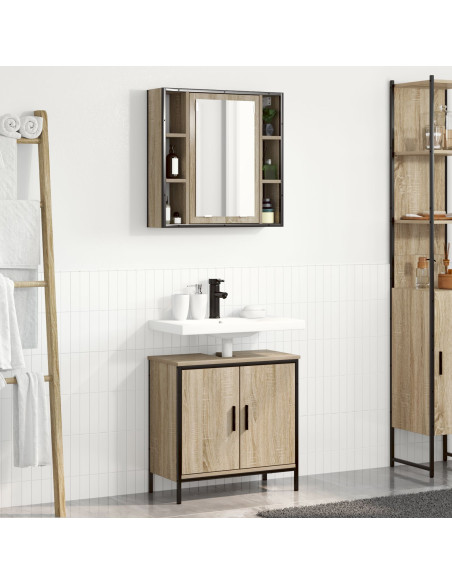 Set di Mobili da Bagno  2 Pezzi Rovere ingegnerizzato