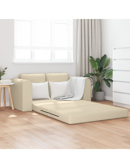 Divano Letto da Terra 2-in-1 Panna 148x71x83 cm Tessuto