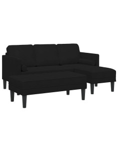 Set di divani con cuscino 2 pcs Nero Poliestere