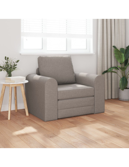 Divano Letto a Pavimento 2-in-1 Tortora 98x71x83 cm Tessuto