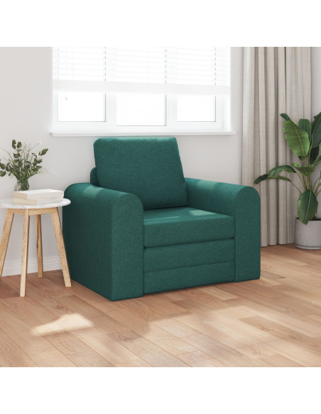 Divano Letto a Pavimento 2-in-1 Verde Scuro 98x71x83 cm Tessuto