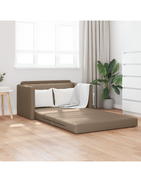 Divano Letto a Pavimento 2-in-1 Cappuccino 124x71x78 cm Pelle Sintetica