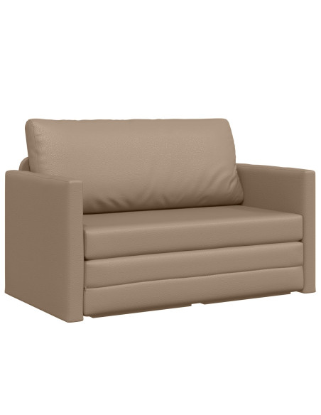 Divano Letto a Pavimento 2-in-1 Cappuccino 124x71x78 cm Pelle Sintetica
