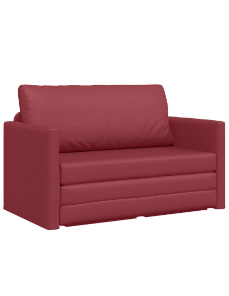 Divano a Terra Letto 2 in 1 Rosso Vino 124x71x78 cm Pelle Artificiale
