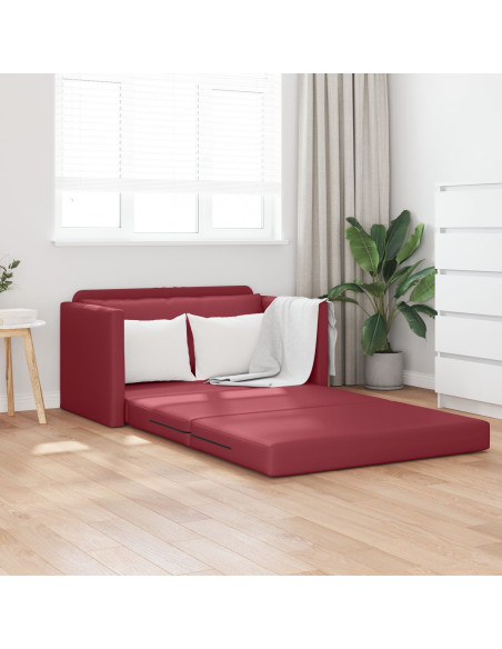 Divano a Terra Letto 2 in 1 Rosso Vino 124x71x78 cm Pelle Artificiale