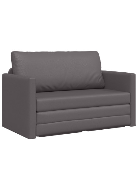 Divano Letto da Pavimento 2 in 1 Grigio 124x71x78 cm Pelle Sintetica