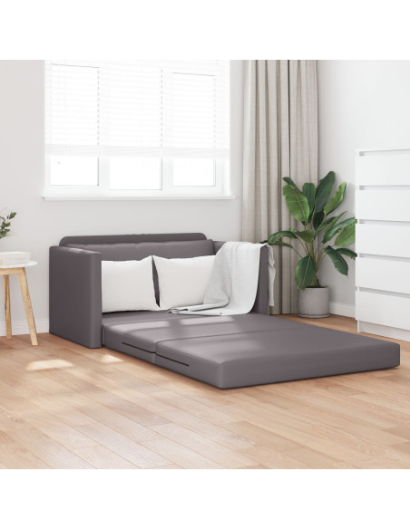 Divano Letto da Pavimento 2 in 1 Grigio 124x71x78 cm Pelle Sintetica