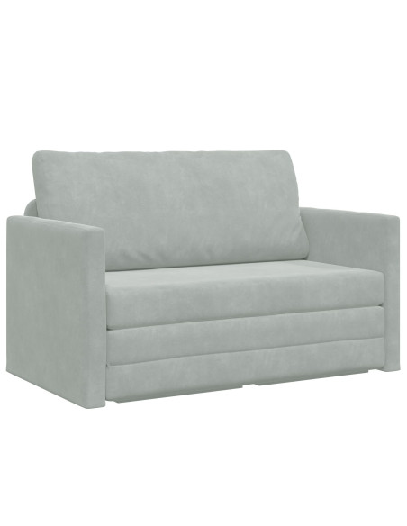 Divano Letto a Terra 2-in-1 Grigio Chiaro 124x204x61 cm Velvet