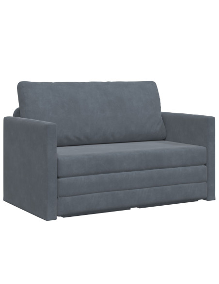 Divano Letto a Terra 2-in-1 Grigio Scuro 124x204x61 cm Velluto