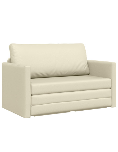 Divano Letto a Pavimento 2-in-1 Crema 124x71x78 cm Pelle Sintetica