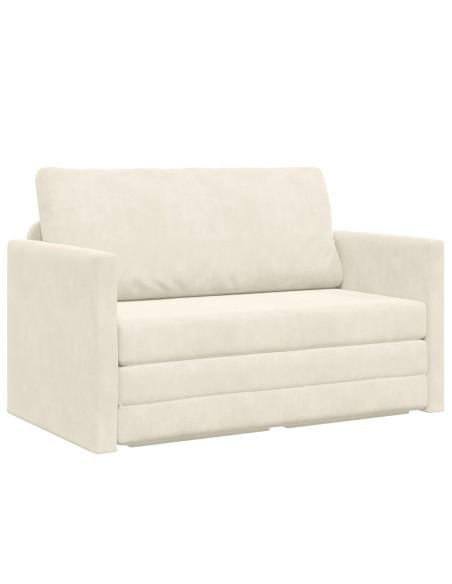 Divano Letto da Terra 2-in-1 Panna 124x204x61 cm Velluto
