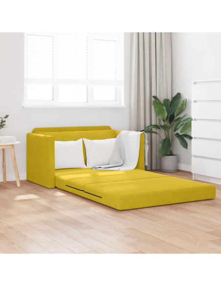 Divano da pavimento letto 2-in-1 Giallo 124x204x61 cm Velluto