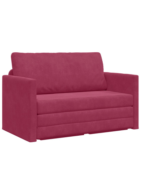 Divano Letto da Terra 2-in-1 Rosso Vino 124x204x61 cm Velluto